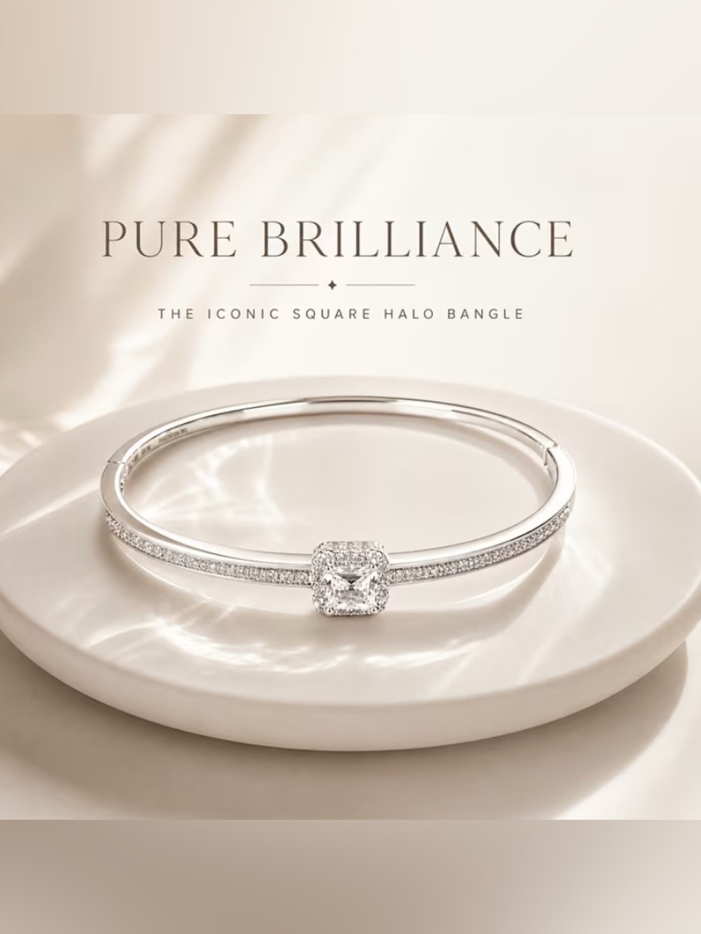 Silvertone Square Halo Bangle Bracelet